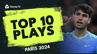 Alcaraz Athleticism Moutet Tweener amp More  Top 10 Plays From Paris 2024 [upl. by Nike63]