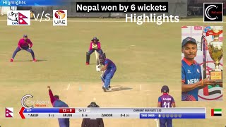 Nepal vs UAE 3rd ODI Highlights  Nepal won by 6 wickets [upl. by Wiltz]