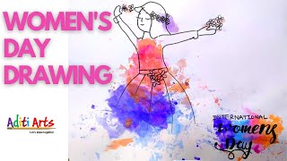 Womens Day Drawing  Womens Day Poster  Drawing on Womens Day  Womens Day Drawing [upl. by Dlanar]