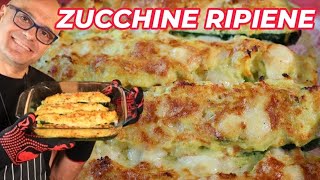 ZUCCHINE RIPIENE VEGETARIANE ricetta emozionale Zucchine ripiene al forno [upl. by Yaj]