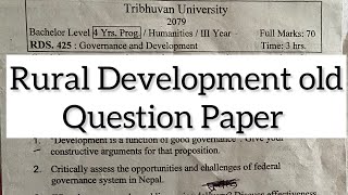 BA 3rd year RD 425 Question paper 2080 Governance and Dovelopment important question Paper question [upl. by Olnek]