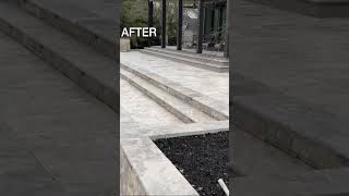 Gigantic Travertine Patio Installation concrete construction backyard pool [upl. by Floeter]