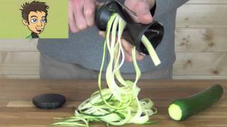 Gefu Spirelli Handheld Spiral Slicer Demonstration in the Raw Nutrition Kitchen [upl. by Adnihc]