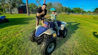 Teaching My 4Yr Old Daughter How To Ride A Quad  Braap Vlogs [upl. by Erlond]