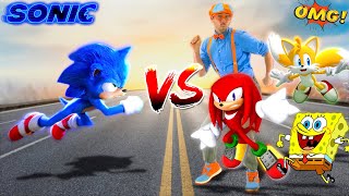 SONIC FIGHTS BLIPPI TAILS KNUCKLES amp MORE In Real Life [upl. by Ahsenak]