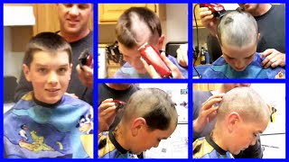 Trey Gets His Bet Headshave By His Father At Homes Kitchen  Bet With Friends On Game Winning [upl. by Lipski206]