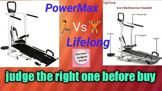 PowerMax Vs Lifelong Fitness Treadmill Multifunction  Jogger Twister Stepper and Pushup bar [upl. by Rayner]