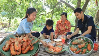 Cook and Eat  Grilled river shrimp and river shrimp soup cooking  River shrimp recipes [upl. by Akinod]