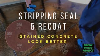 Stained concrete floor clean and reseal [upl. by Atauqal]