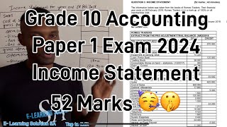 Grade 10 Accounting Paper 1 Income Statement Exam 2024 Full Lesson 52 Marks [upl. by Aicatsana626]