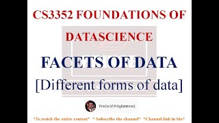 FACETS OF DATA NOTES  CS3352 FOUNDATIONS OF DATASCIENCE [upl. by Nwahs624]