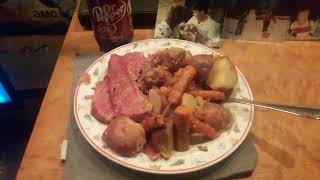 yummy delicious corned beef carrots potatoes last nights dinner cold Dr Pepper emie ❤💖❤ [upl. by Bach]