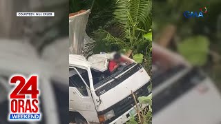 Wing van na nawalan umano ng preno nahulog sa bangin driver at pahinante sugatan 24 Oras Weekend [upl. by Amory]