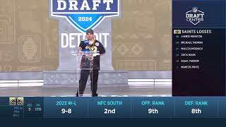 Saints select WR Bub Means with Pick 170 in the 5th round  2024 NFL Draft [upl. by Henleigh]