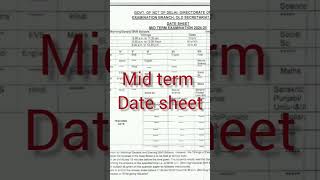 mid term date sheet of government schoolcbsemidtermexams 2024 [upl. by Gnemgnok]