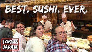 Best Sushi In Tsukiji Fish Market  Tokyo Japan Travel Vlog [upl. by Aryas291]