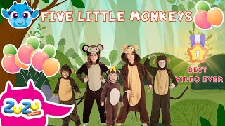 Five Little Monkeys Jumping On The Bed  Nursery Rhymes for Toddlers  ZuZu  Kids songs [upl. by Enixam235]