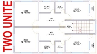 HOUSE PLAN DESIGN  EP 45  1100 SQUARE FEET TWOUNIT HOUSE PLAN  LAYOUT PLAN [upl. by Spielman]