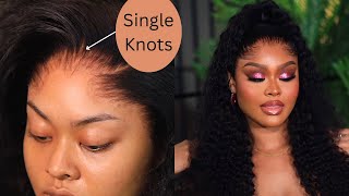 UPGRADED SINGLE KNOT FLAWLESS DEEP WAVE FRONTAL WIG DETAILED INSTALL  FT ALIPEARL HAIR [upl. by Frazer311]