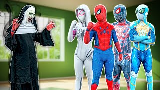 Spiderman in Real Life Spiderman Team vs Joker Team Explore Haunted House with Scary Nun [upl. by Sorel]