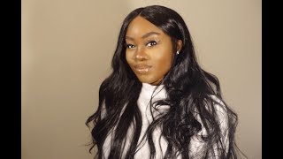 Outre Lace Front Kelia  How to Put On A Middle Part Lace Front Wig  No Glue  Start to Finish [upl. by Chavez32]