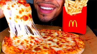 ASMR  Cheesiest Cheese Pizza McDonald’s French Fries  Eating Show Mouth Sounds  No Talking Mukban [upl. by Neeron]