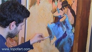 Art Reproduction Edgar Degas  Dancers in Blue HandPainted Step by Step [upl. by Anelem]