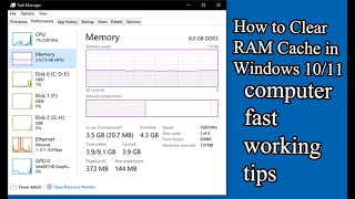 How to Clear RAM Cache in Windows 1011 2024 II Computer Fast Working Tips [upl. by Ahab]