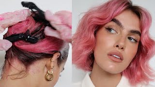 HOW I COLOUR MY HAIR PINK AT HOME [upl. by Bilow]