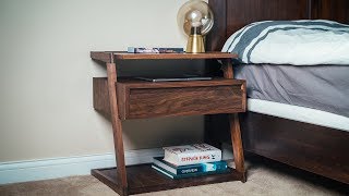 Making a Modern Nightstand  Bedside Table with Wireless Charging  How To Build  Woodworking [upl. by Odessa]