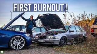 Reviving My E39 528i From The Dead  First Start and Burnout [upl. by Adyam]