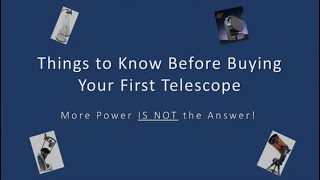 October Meeting 2024 First Time Telescope Buyers Guide [upl. by Pollak158]