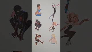 Spider Man Verse 3 Miles Morales and Gwen Art Matching Craft shorts art spiderman [upl. by Bouldon]