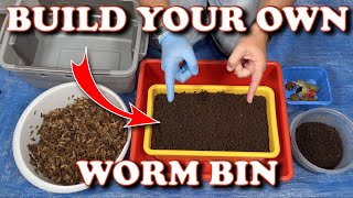 How To Start A Worm Bin With Any Container  Vermicompost Worm Farm [upl. by Yup]