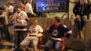 NHL returns to Winnipeg Jets fans go crazy at Portage and Main [upl. by Nylisoj219]