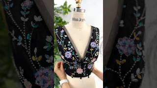 Making a v neck corset floral embroidery long black dress dress corset creative sewing gown [upl. by Vivianne655]