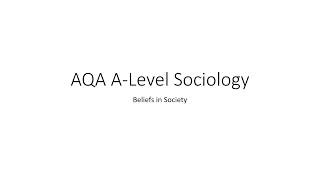 AQA ALevel Sociology Beliefs in Society revision [upl. by Eilagam]