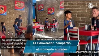 “El Travieso” Arce invita tacos a niño que le pidió dinero y se viraliza [upl. by Sanders]