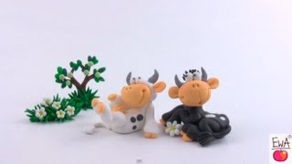 LETS CLAY COW  polymer clay tutorial KRÓWKA z modeliny [upl. by Brandie827]