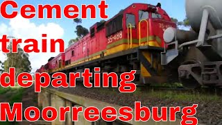 TRANSNET Freight Rail Diesels exDe Hoek cement departing Moorreesburg [upl. by Ikkela642]