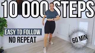 1 Hour Walking Workout for Weight Loss  Easy To Follow No Repeat 5 Mile Walk At Home [upl. by Anaidirib]