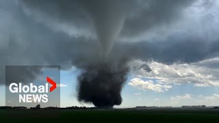 Alberta tornado Storm chaser captures twister’s path of destruction [upl. by Dyann]