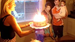 My Grandma celebrates her epic 102 birthday by blowing out all 102 candles on her cake by herself [upl. by Aehtela986]