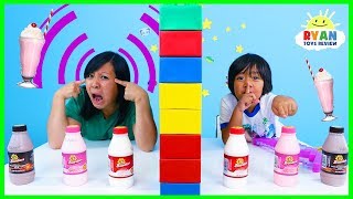 Twin Telepathy Milkshake Challenge Ryan vs Mommy [upl. by Neelat]