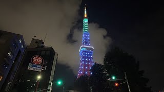 Tokyo 4K Night Walk  赤坂 から 東京タワーまで 夜散歩 Akasaka to Tokyo Tower [upl. by Ellener]