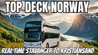 WOW Norways SCENIC Route from Stavanger to Kristiansand by Luxury Double Decker Bus Real Time [upl. by Asil]