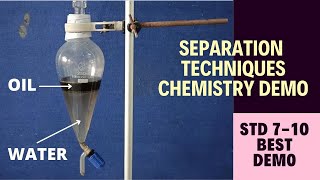 Separation of two immiscible liquids oil amp Water using separating funnel chemistry demo  STD 710 [upl. by Burne187]