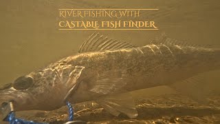 Using CASTABLE FISH FINDER to mark and catch fish off River [upl. by Dnalyaw]