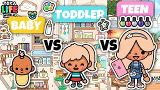 BABY 🍼🥺 VS TODDLER 🌈🖍 VS TEEN💄💖 HOUSE DESIGNS  Toca Life World [upl. by Atinit]