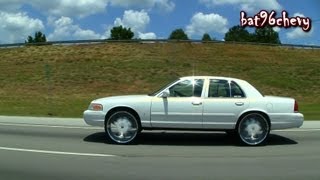 PEARL WHITE Ford Crown Vic on Starr 26s Cruising Interstate  1080p HD [upl. by Ydor316]